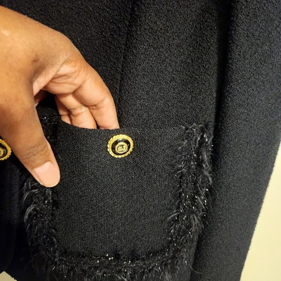 St. John Collection | Women's Black Two-Piece Santana Knit Skirt Suit (Size 8) - Picture 7 of 15